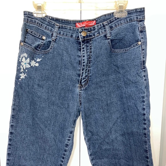 COS Jeans Women's Capri Pants Lightweight Denim Floral Decals Size 12 - Picture 2 of 7